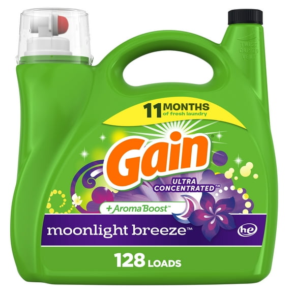 Gain Liquid Laundry Detergent, Moonlight Breeze Scent, 184 fl oz, 128 Loads