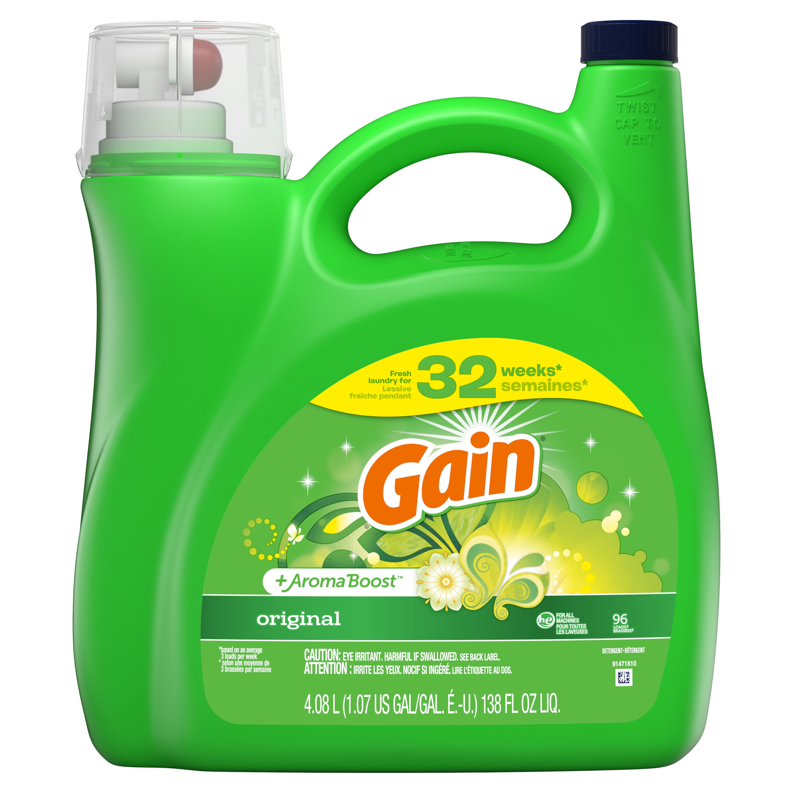 Gain Original Liquid Laundry Detergent for Clothes Wash 96 Loads 138 Gain Original Liquid Laundry Detergent for Clothes Wash 96 Loads 138