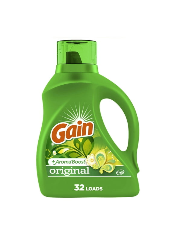 Gain Liquid Laundry Detergent, Original Scent, 32 Loads, 46 fl oz, HE Compatible