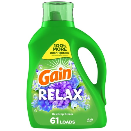 Gain Liquid Laundry Detergent, Dewdrop Dream Scent, 88 fl oz, 61 Loads, HE