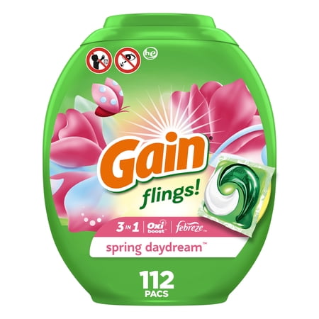 Gain Liquid Laundry Detergent Soap, HE Compatible, Long Lasting and Spring Daydream Scent, 112 Count