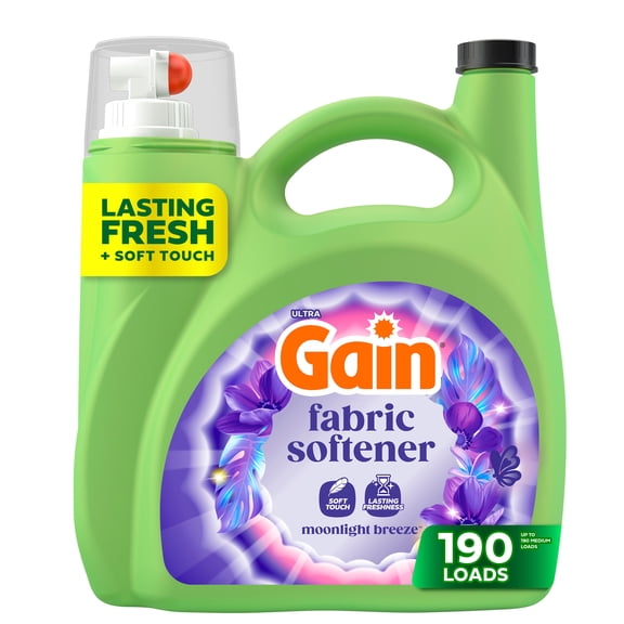 Gain Liquid Laundry Fabric Softener and Conditioner, Moonlight Breeze Scent, 140 fl oz, 190 Loads