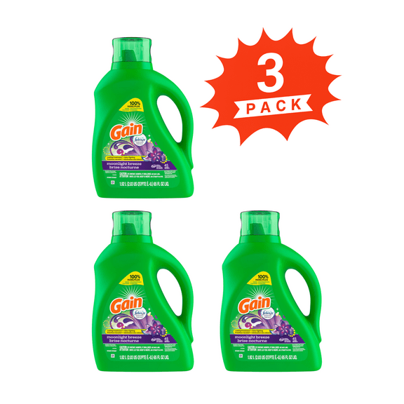 Gain Moonlight Breeze Liquid Laundry Detergent (Pack 3) - 135 Loads, 195fl