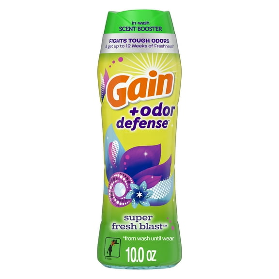 Gain + Odor Defense In-Wash Scent Booster, Super Fresh Blast Scent, 10 oz, HE Compatible
