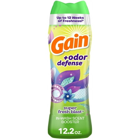 Gain + Odor Defense In-Wash Scent Booster, Super Fresh Blast Scent, 12.2 oz