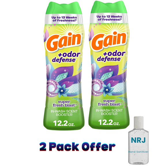 Gain + Odor Defense In-Wash Scent Booster, Super Fresh Blast Scent, 12.2 oz