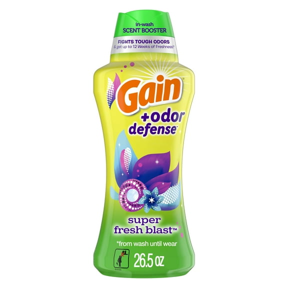 Gain   Odor Defense In-Wash Scent Booster, Super Fresh Blast Scent, 26.5 oz, HE Compatible