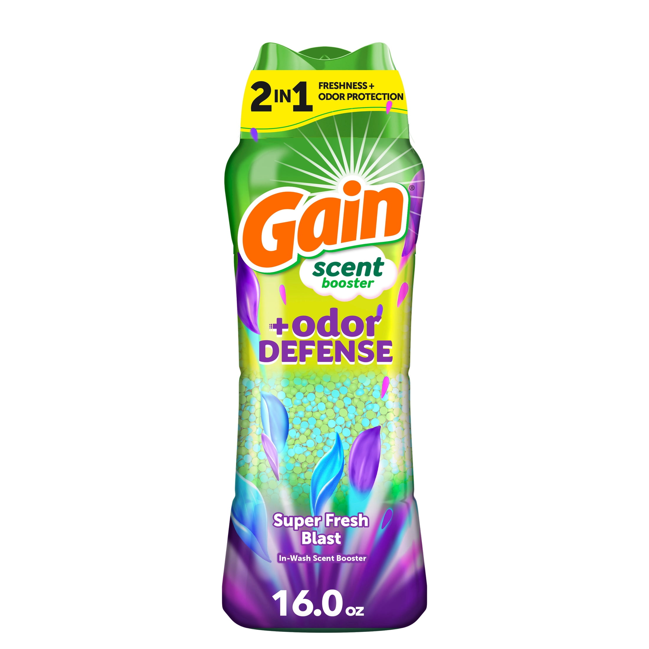 Gain Odor Defense 2-in-1 In-Wash Laundry Scent Booster Beads, Super Fresh Blast, 16 oz