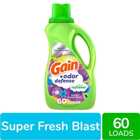 Gain + Odor Defense Liquid Fabric Softener, Super Fresh Blast Scent, 44 Loads, HE Compatible