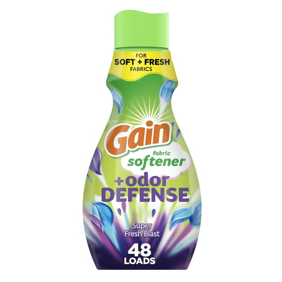 Gain Odor Defense Liquid Fabric Softener, Freshness + Odor Protection, Super Fresh Blast Scent, 35 fl oz, 48 Loads