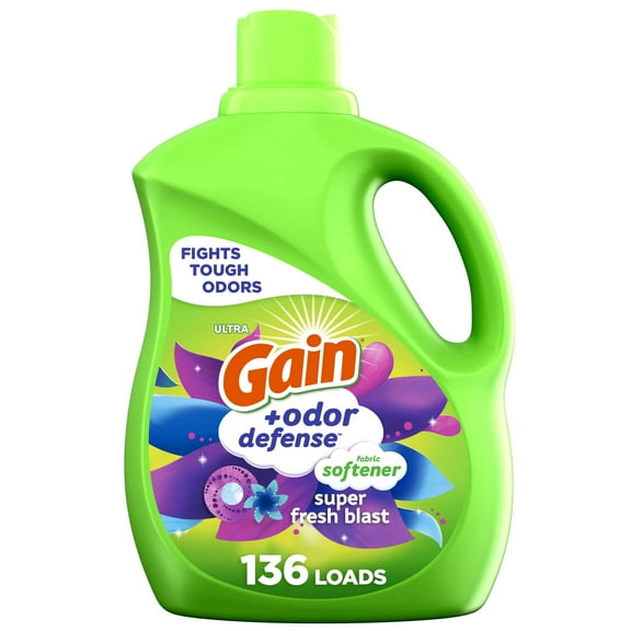 Gain Odor Defense Liquid Fabric Softener and Conditioner, Super Fresh Blast, 100 fl oz, 136 Loads