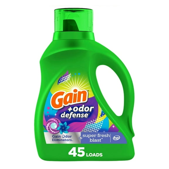 Gain + Odor Defense Liquid Laundry Detergent 2 in 1 (Pack 1) - 45 Loads, 65fl