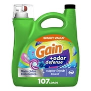 Gain Odor Defense Liquid Laundry Detergent, Super Fresh Blast Scent, 154 fl oz, 107 Loads