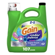 Gain Odor Defense Liquid Laundry Detergent, Super Fresh Blast Scent, 154 fl oz, 107 Loads