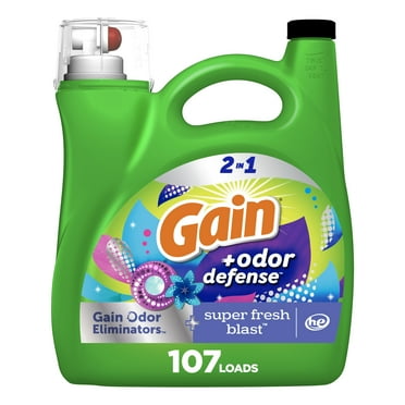 Gain Odor Defense Liquid Laundry Detergent, Super Fresh Blast Scent, 154 fl oz, 107 Loads