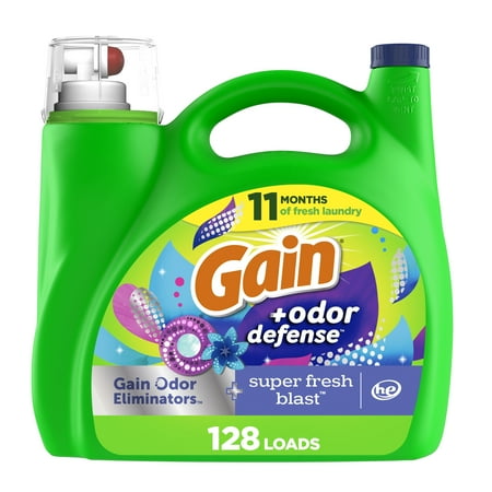 Gain Odor Defense Liquid Laundry Detergent, Super Fresh Blast Scent, 184 fl oz, 128 Loads