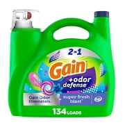 Gain Liquid Laundry Detergent Odor Defense, Super Fresh Blast Scent, 194 fl oz, 134 Loads