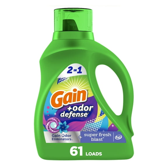 Gain Odor Defense Liquid Laundry Detergent, Super Fresh Blast Scent, 88 fl oz, 61 Loads