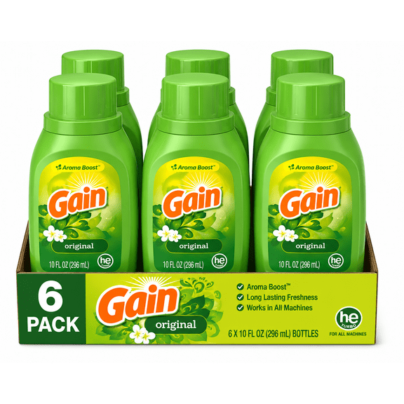 Gain Original Liquid Laundry Detergent, Original Scent, 10 fl oz, 6 Count, 6 Pack
