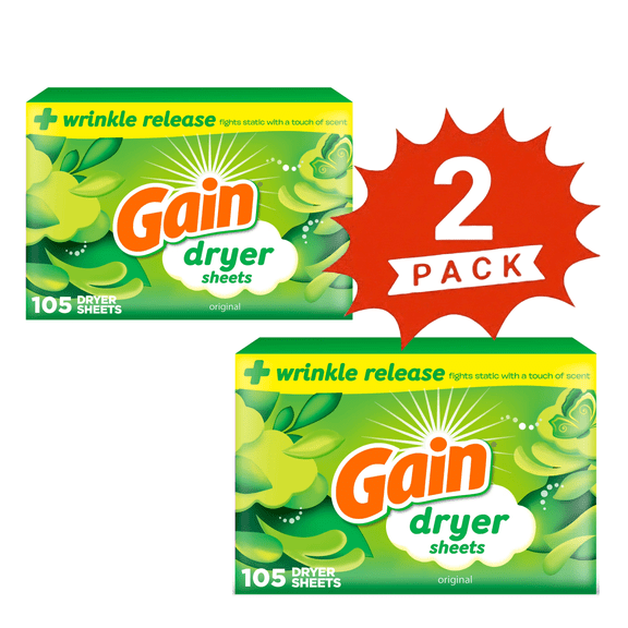 Gain Original Scent Dryer Sheets: Long-Lasting Freshness , 210 Count, (2-Pack)