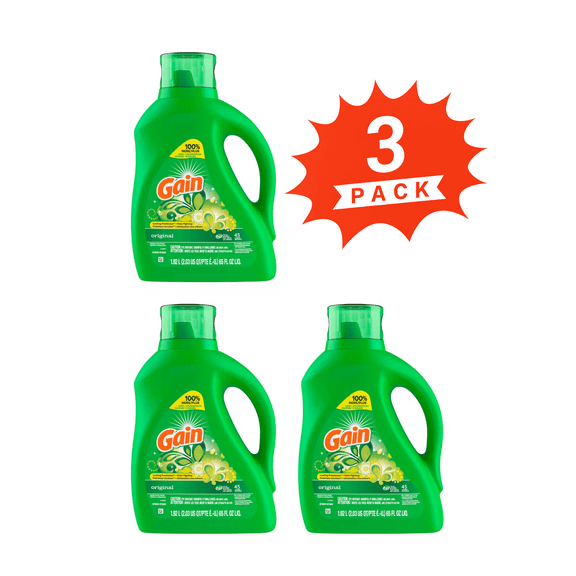 Gain Original Scent Liquid Laundry Detergent (Pack 3) - 135 Loads, 195fl