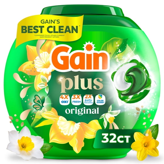 Top Wash Powder (4 pack) Gain Plus Flings Laundry Detergent Liquid Washing Pacs, Gain's ...