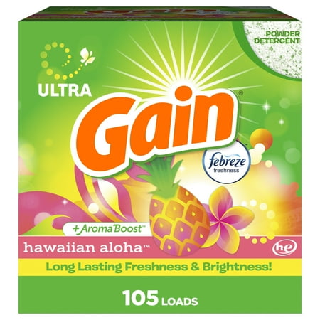 Gain Powder Laundry Detergent, Hawaiian Aloha Scent, 150 oz, 105 Loads