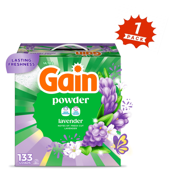 Gain Powder Laundry Detergent, Lavender Scent 123 oz, 133 Loads (1-Pack)
