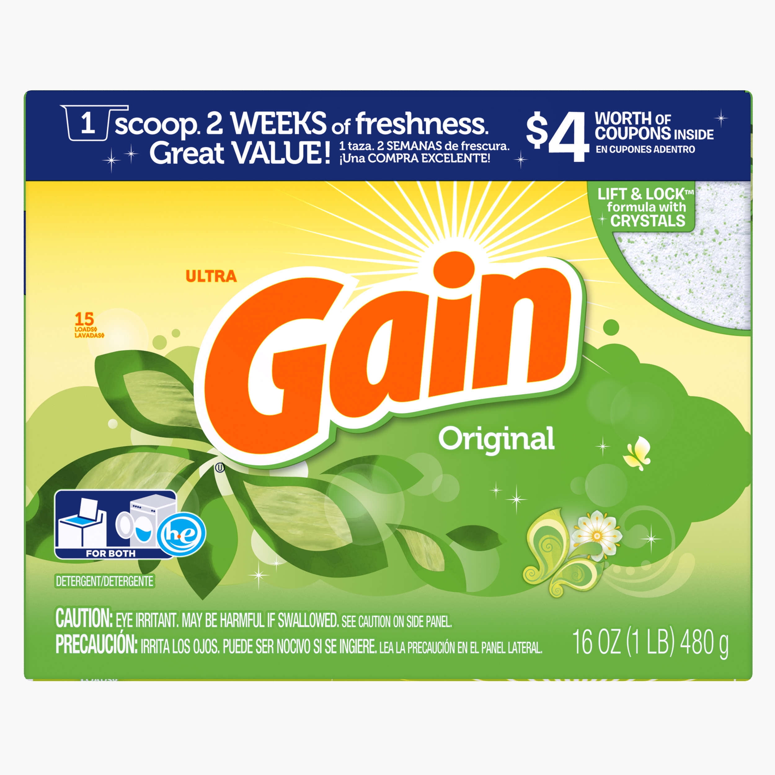 Gain Powder Laundry Detergent, Original, 15 Loads 16 Oz
