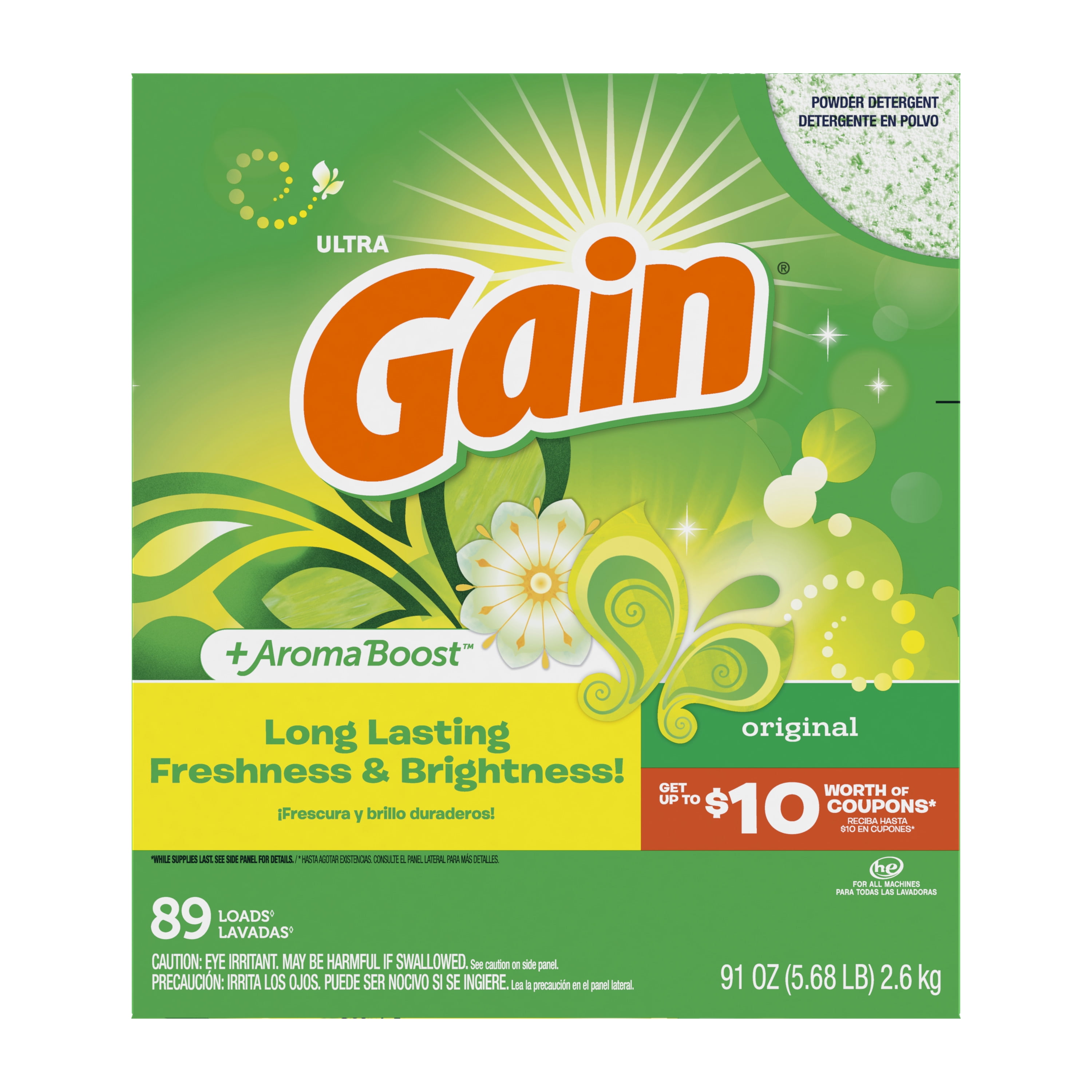 Gain Powder Laundry Detergent, Original Scent, 91 oz, 89 Loads
