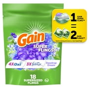 Gain Relax Super-Sized Flings Laundry Detergent Packs, Dewdrop Dream Scent, 18 Count