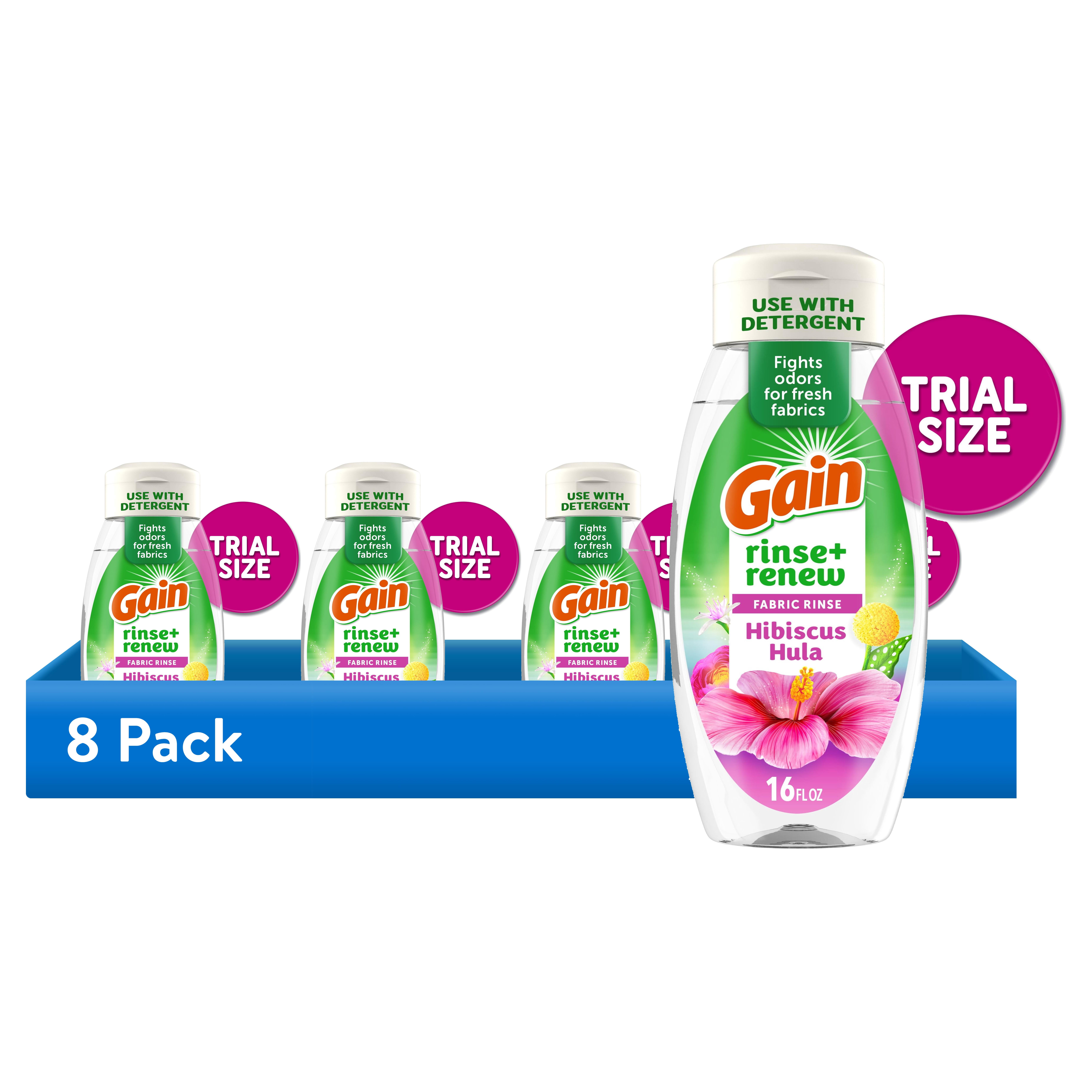 (8 pack) Gain Rinse Out Odor Fabric Softener Rinse, Odor Fighter, Hibiscus Hula Scent, 16 fl oz