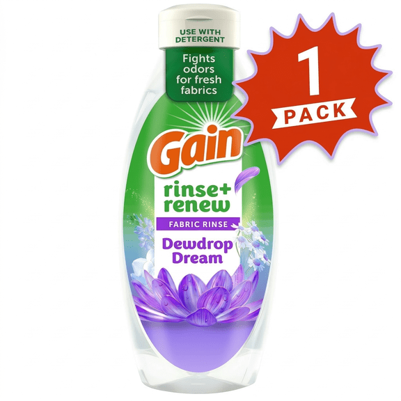 Gain Rinse + Renew Liquid Laundry Odor Fighter, Dewdrop Dream, 48 fl oz,(1-Pack)
