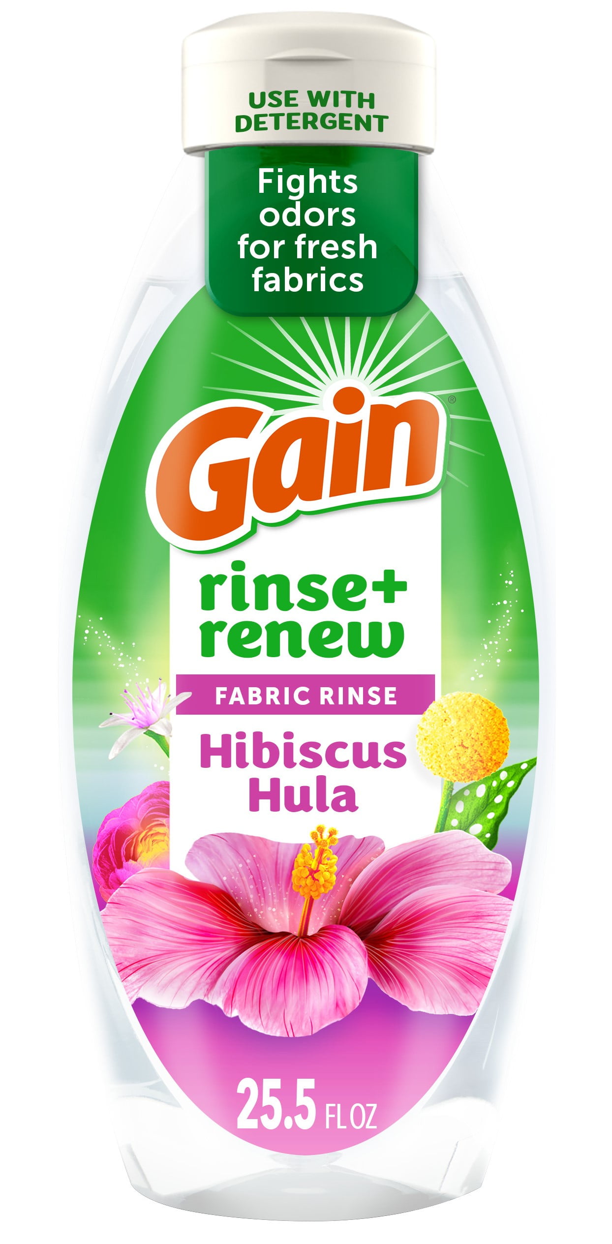 Gain Rinse and Renew Fabric Softener Rinse, Odor Fighter, Hibiscus Hula Scent, 25.5 fl oz