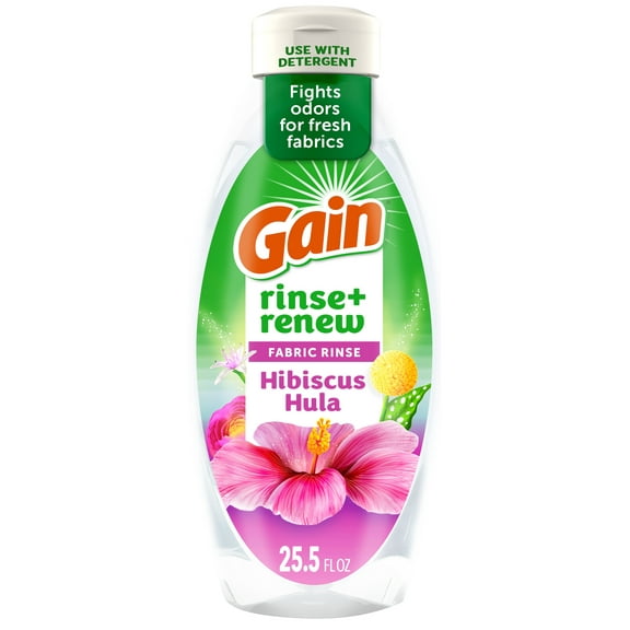 Gain Rinse Out Odor Fabric Softener Rinse, Odor Fighter, Hibiscus Hula Scent, 25.5 fl oz