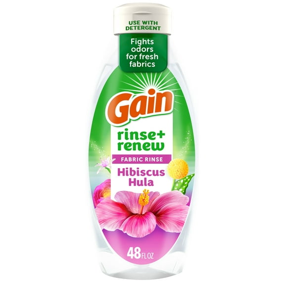 Gain Rinse Out Odor Fabric Softener Rinse, Odor Fighter, Hibiscus Hula Scent, 48 fl oz