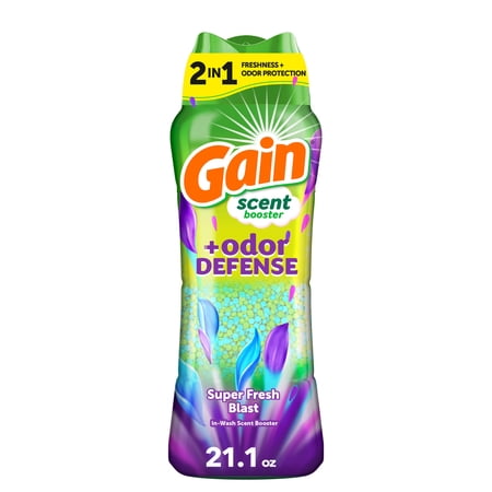 Gain Odor Defense 2-in-1 In-Wash Scent Booster Beads, Super Fresh Blast, 21.1 oz
