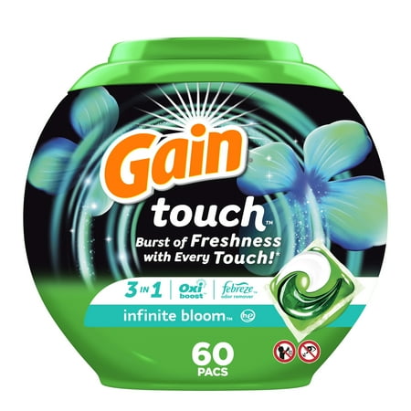 Gain Touch Flings Laundry Detergent Soap Pacs, 60 Ct, Infinite Bloom