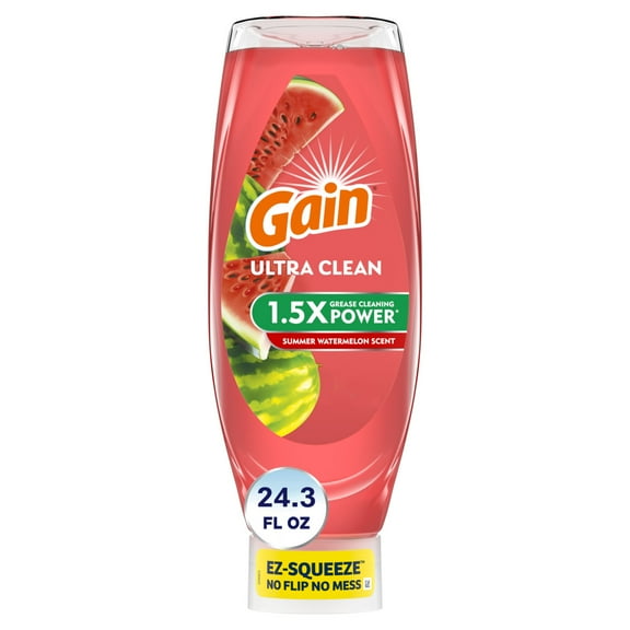 Gain Ultra Original EZ-Squeeze Dish Soap, Dishwashing Liquid, Summer Watermelon, 24.3 fl oz