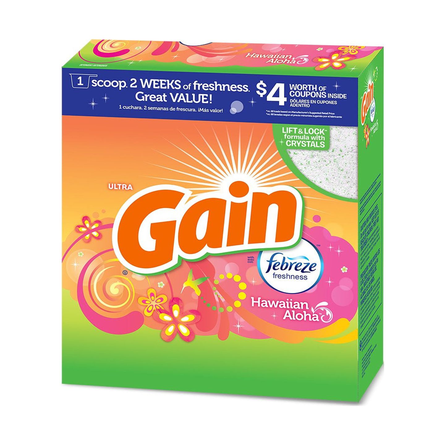 Gain Ultra Original Laundry Detergent Powder, Hawaiian Aloha, 49 Ounce