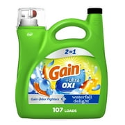 Gain Ultra Oxi Liquid Laundry Detergent, Waterfall Delight Scent, 154 fl oz, 107 Loads
