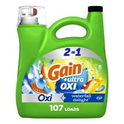 Gain Ultra Oxi Liquid Laundry Detergent, Waterfall Delight Scent, 154 fl oz, 107 Loads
