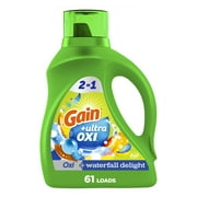 Gain Ultra Oxi Liquid Laundry Detergent, Waterfall Delight Scent, 88 fl oz, 61 Loads