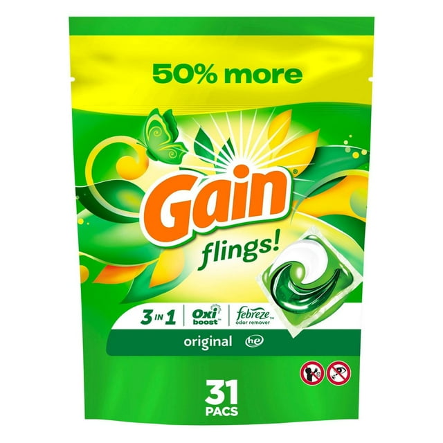 Gain flings! Laundry Detergent Pacs Original 22oz/31ct