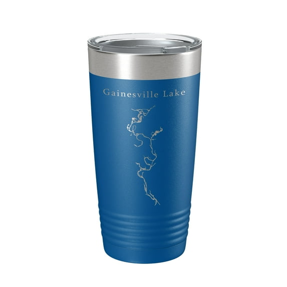 Gainesville Lake Map Tumbler Travel Mug Insulated Laser Engraved Coffee Cup Alabama 20 oz Royal Blue