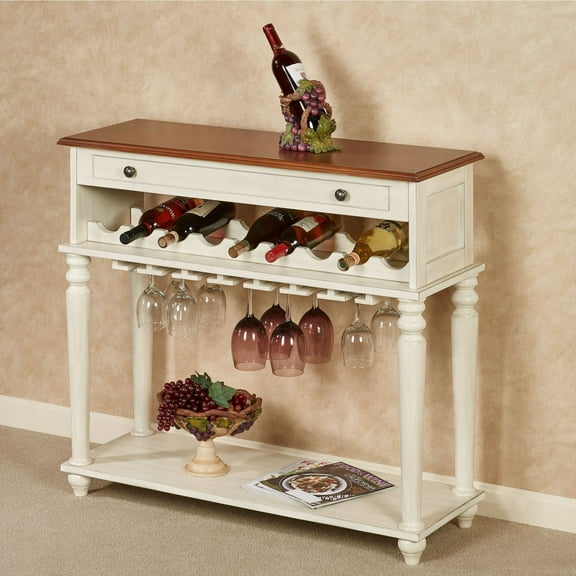 Gainesville Wine Storage Table Ivory 40” x 14” x 36”