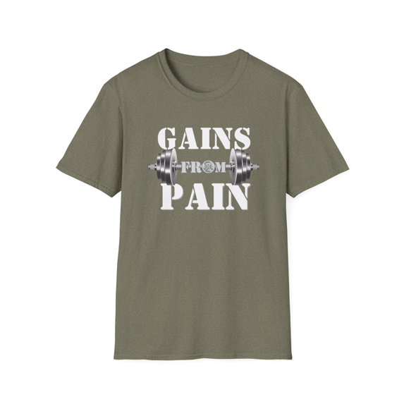Gains From Pain Gym Fitness Motivational Unisex Soft style T-Shirt