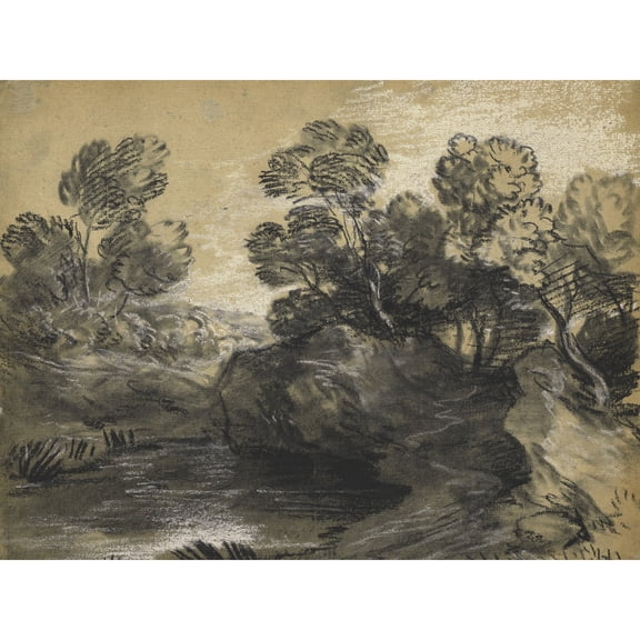 Gainsborough Landscape Rocks Overhanging Pool Painting Extra Large XL Wall Art Poster Print