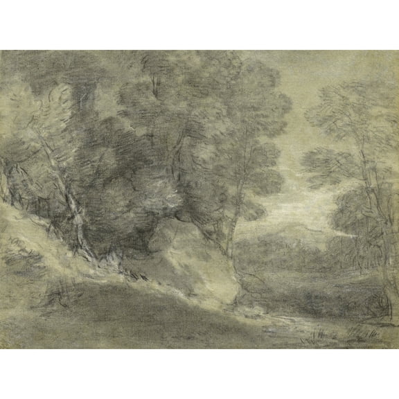 Gainsborough Landscape Rocks Stream Distant Hill Painting Extra Large XL Wall Art Poster Print