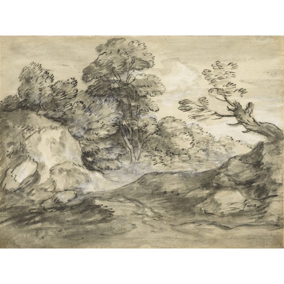 Gainsborough Rocky Wooded Landscape Winding Track Painting Extra Large XL Wall Art Poster Print